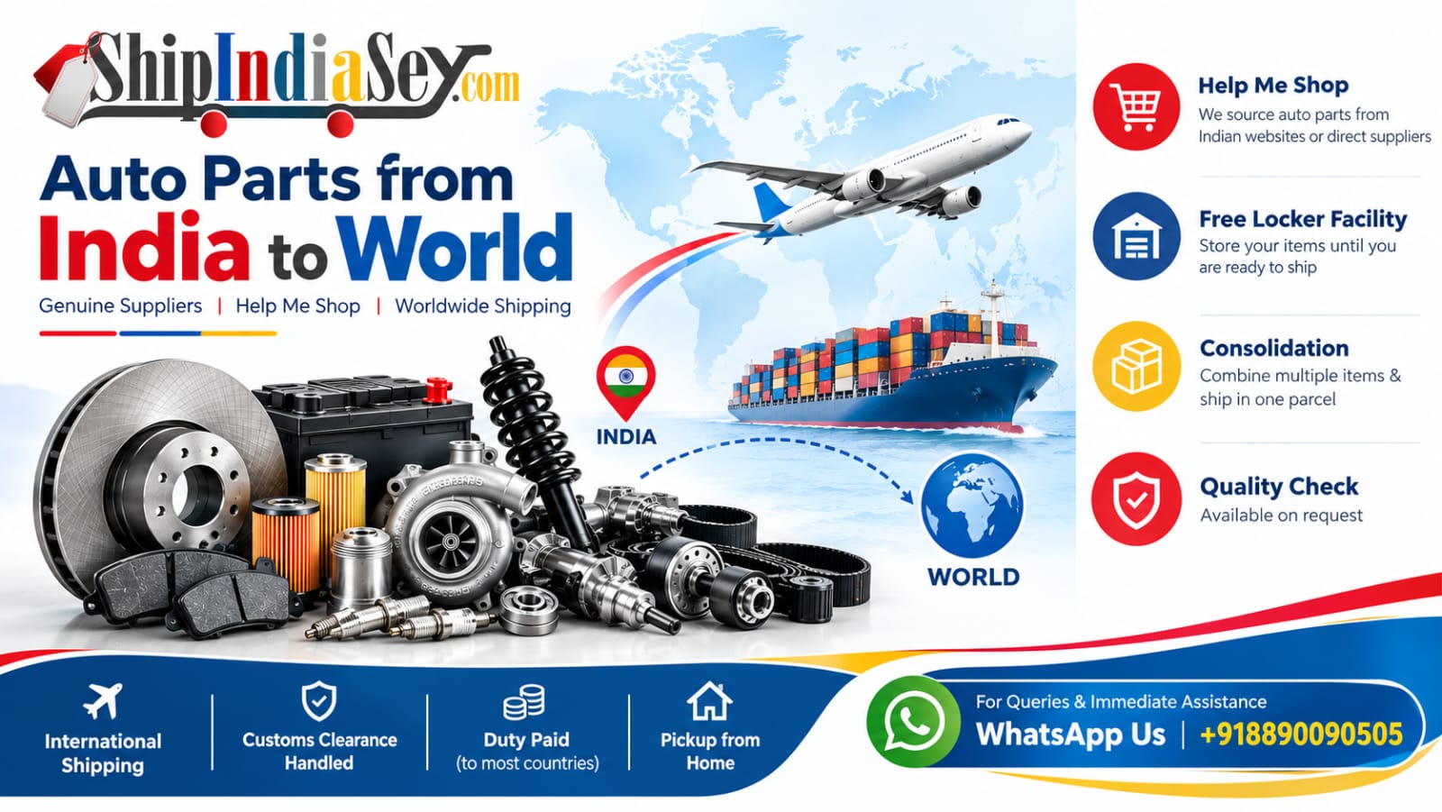 Buy Affordable Auto Parts from India & Ship Worldwide | ShipIndiaSey